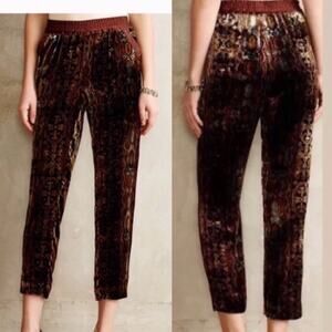 Anthropologie Elevenses | Glasswork Velvet Ankle Pants Size Medium
